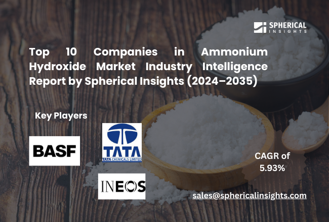 Spherical Insightsによる水酸化アンモニウム市場のトップ10企業に関する業界分析レポート（2024～2035年）